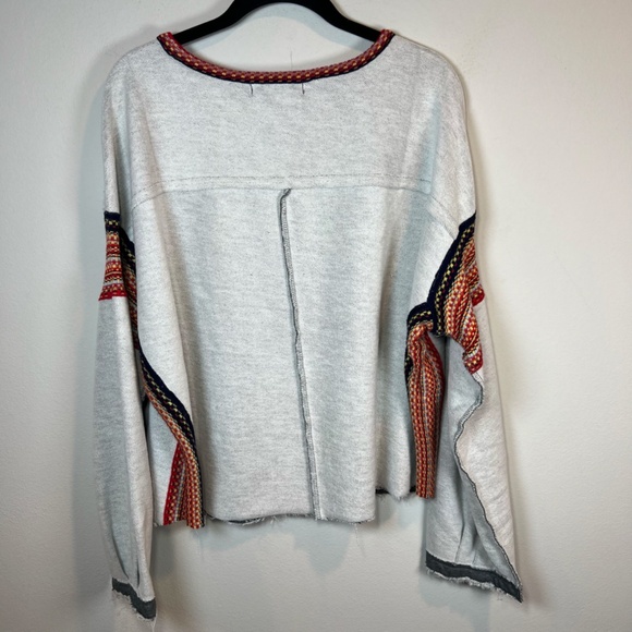 Natural Life Womens Knit Trim Sweatshirt Gray Oversize Boho Reversible NEW Large - Picture 13 of 16